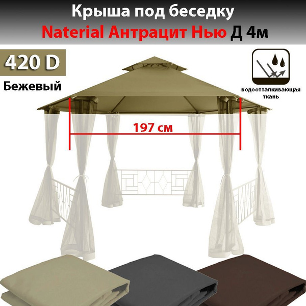 Крыша под беседку Naterial Антрацит Нью без юбочки 420 бежевая - купить ...