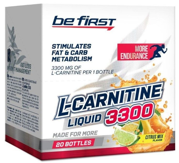 Be First L-Carnitine 3300 мг 20 ампул, Цитрусовый микс жидкий ...