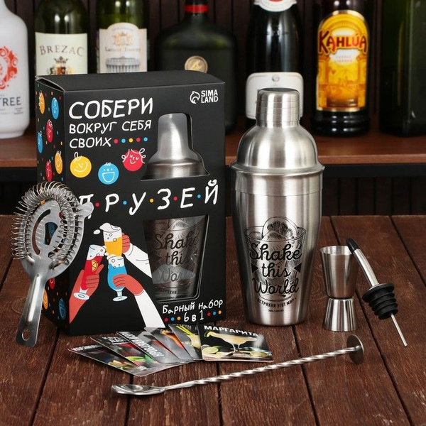 Набор барный Собери друзей , 5 предметов, карточки с рецептами купить ...