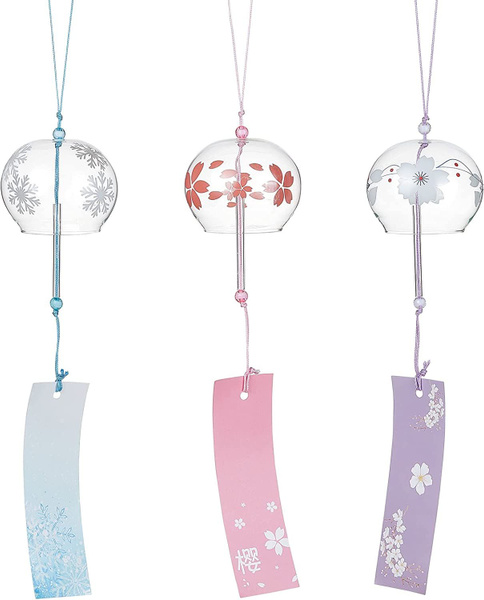 3PCS японские ветряные колокольчики розовый/синий/фиолетовый ...