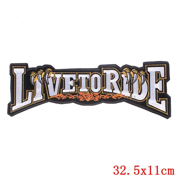 Нашивка на одежду live to ride белая большая на куртку термонашивка ...