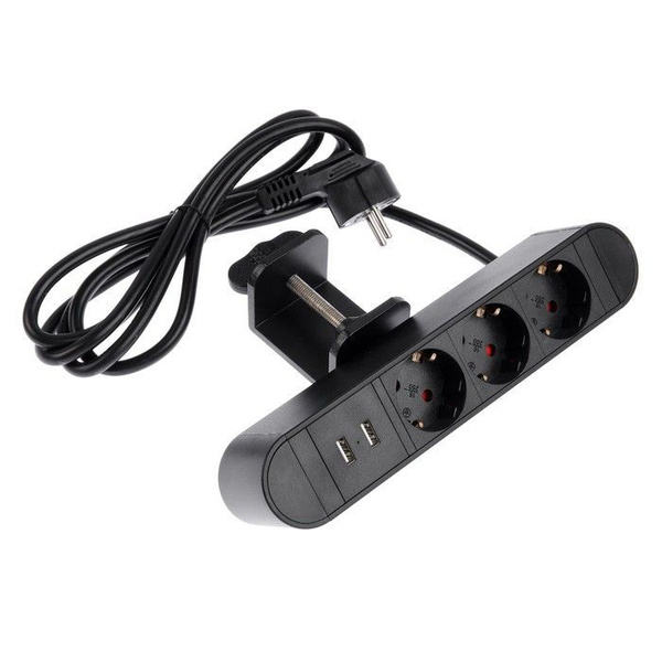 Розеточный блок на струбцине с USB для стола, столешницы, мебели ...
