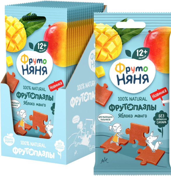 ФрутоНяня Фруктовые кусочки, яблочно-манговые, 20 г х 20 шт - купить с ...