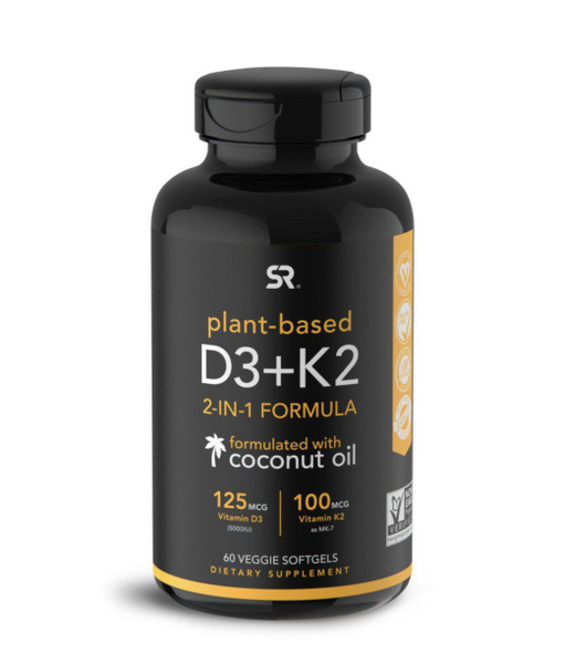 Sports Research Vitamin D3+К2 5000 IU "Витамин Д3+К2 5000 МЕ" 60 капсул ...