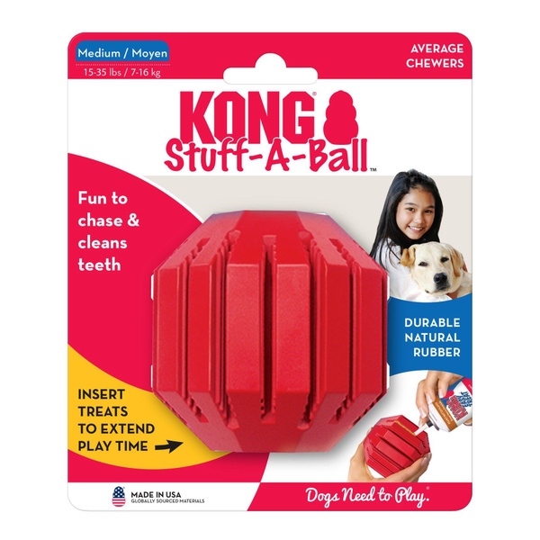 KONG Stuff-A-Ball Жевательная игрушка для собак средних пород, 7 см ...