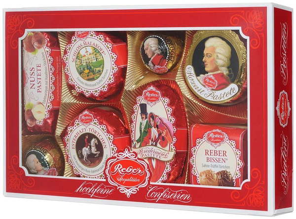 Подарочный набор конфет Reber Mozart из молочного и горького шоколада ...