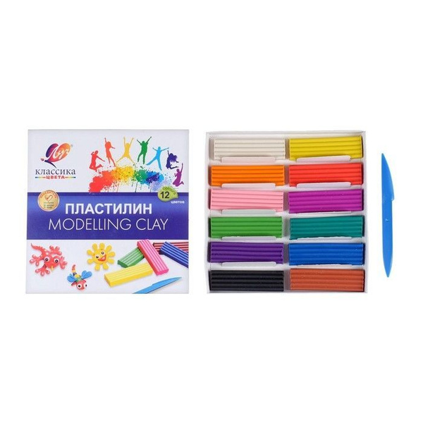 Пластилин Луч "Классика" 12 цветов, КОРОБКА по 3 упаковки - купить с ...