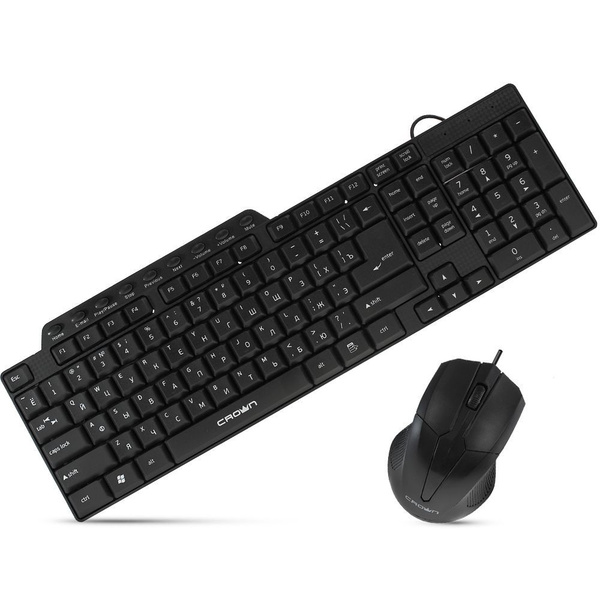 Crown Micro Комплект мышь + клавиатура проводная CMMK-520B, черный ...
