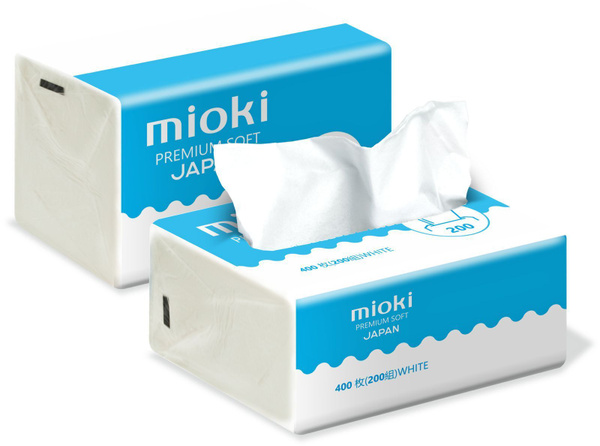 Салфетки бумажные MIOKI Premium Soft, 2х слойные, 2 пачки по 200 шт ...