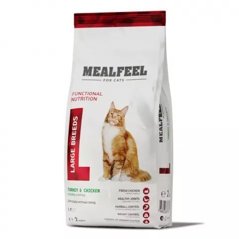 Mealfeel Large Breeds Сухой корм для кошек крупных пород Птица 2 кг ...