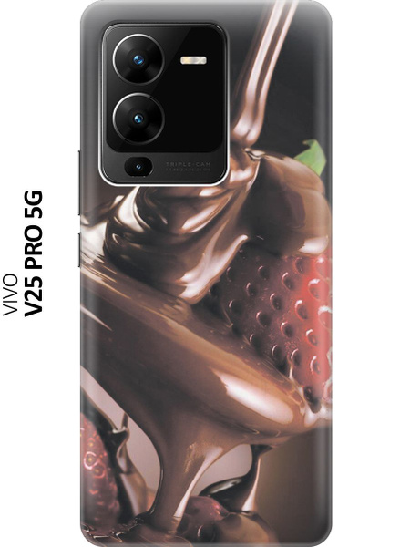 Силиконовый чехол Клубника в шоколаде на Vivo V25 Pro 5G / Виво В25 Про ...