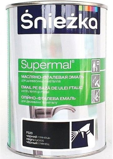 Эмаль Sniezka Supermal масляно-фталевая (800мл, черный глянец) - купить ...