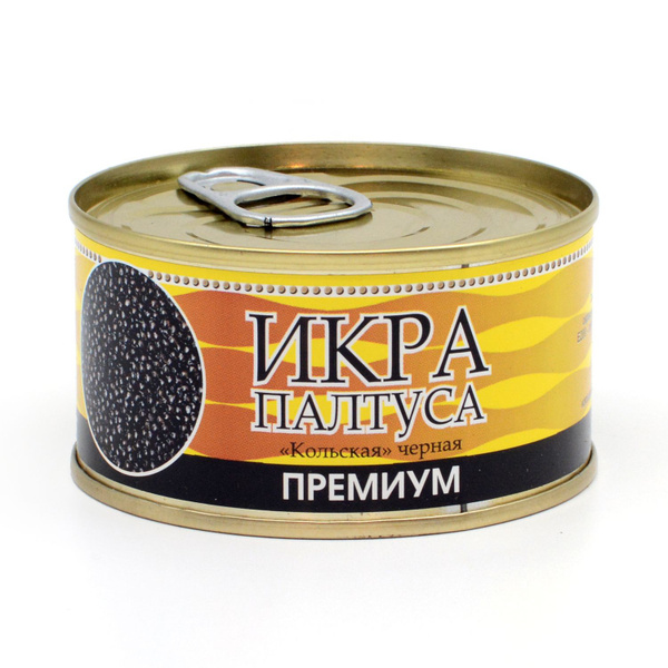 Икра палтуса Премиум "кольская" черная 140 г в жестяной банке с ключом ...