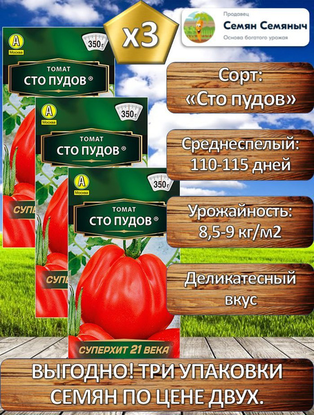 Томаты Аэлита Томат Красный 1_3_Сто Пудов - купить по выгодным ценам в ...