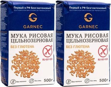 Мука Гарнец Рисовая без глютена, комплект: 2 упаковки по 500 г - купить ...