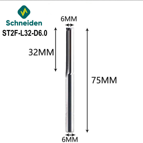 Концевая Прямая, Двухзаходная Фреза Schneiden ST2F, 6х32х75 мм - купить ...