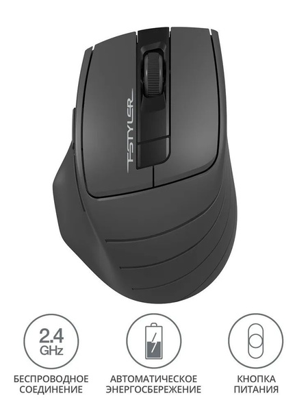 Мышь беспроводная A4Tech Fstyler FG30 серый оптическая (2000dpi ...