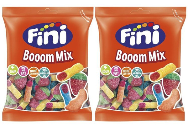 Жевательный мармелад Fini Sour Boom Mix, 90г x 2шт. Фини Кислый микс ...