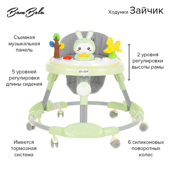 Ходунки детские Bambola Зайчик (круглые) Soft - Green/Зеленый купить на ...