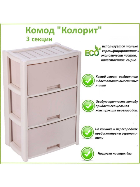 Комод для игрушек Башпласт Колорит, 47х30х71 см - купить по низкой цене ...