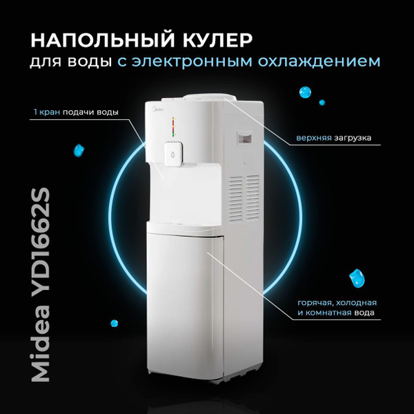 Кулер для воды Vatten Напольный кулер Midea YD1662S, с эл. охлаждением ...