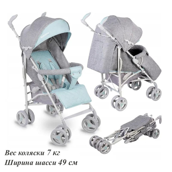 Коляска трость прогулочная для детей Lionelo Irma Grey/Mint, серая ...