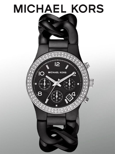 Женские наручные часы Michael Kors со стразами черные кварцевые ...