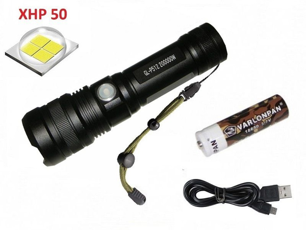 Ручной светодиодный фонарь NGY ZOOM светодиод XHP50 аккумулятор 18650 ...