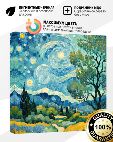 Картина на холсте 30x30 Пейзаж в стиле Ван Гога - купить по низкой цене ...