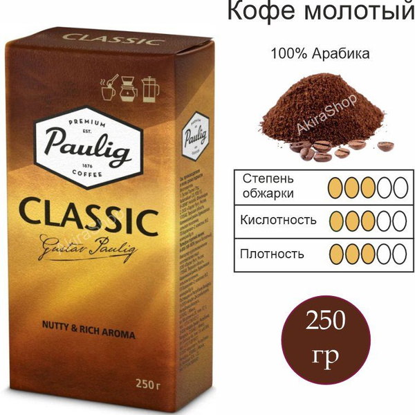 Кофе молотый Paulig Classic, 250 гр. Финляндия - купить с доставкой по ...