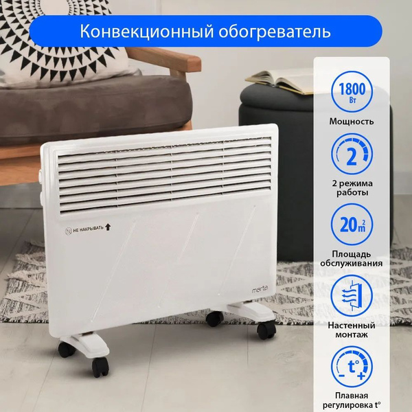 Обогреватель Marta для дома MT-CH2452B 1800 Вт, класс защиты IPX4 ...