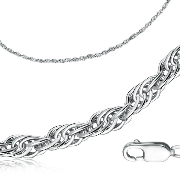 Плетение цепочки корда схема Pletnev Jewelry Цепочка Серебро родированное 925 пробы, плетение Кордовое - купи