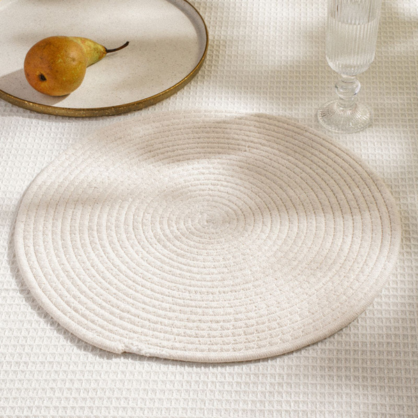 Салфетка сервировочная на стол SL Home, диаметр 38 см, цвет белый ...