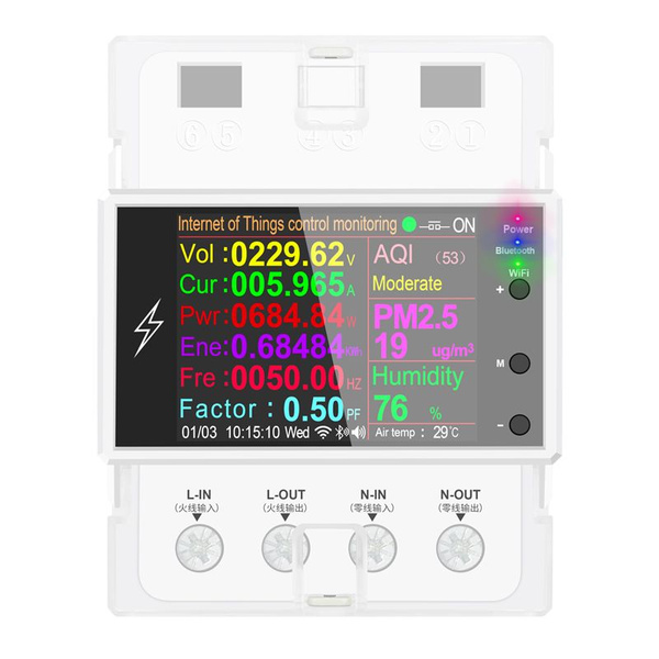 Щит учета электроэнергии в сборе Technoking AT4PW 100A Tuya WIFI Din ...