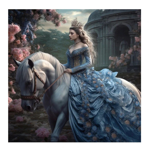 Алмазная мозаика "принцесса и лошадь" Алмазная вышивка / картина ...