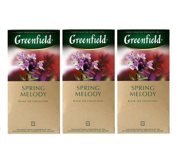 Чай черный Greenfield Spring Melody в пакетиках (1,5 г х 25 шт), 3 упак ...