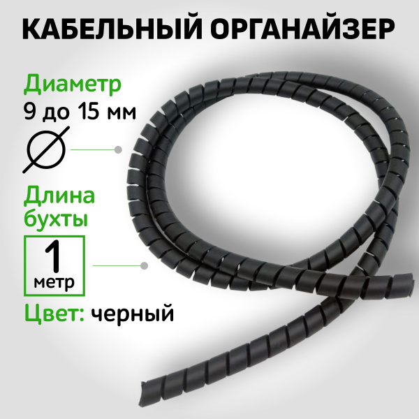 Держатель для проводов и кабелей 9-15 мм (1 м.) / оплетка для проводов ...