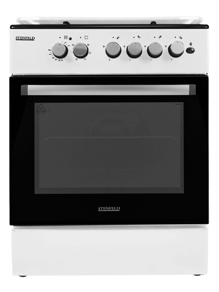 Комбинированная плита STENFELD T641GEF-02 60*60 белая, 60 см газовая с ...