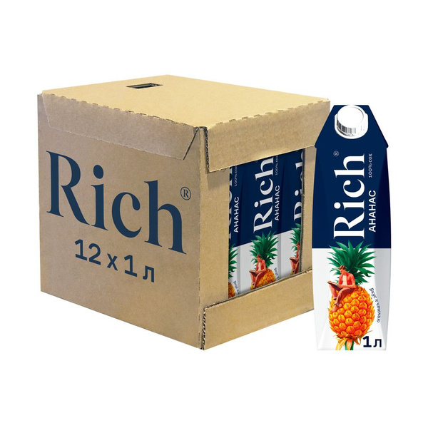 Сок Rich Ананасовый, 12 шт по 1 л - купить с доставкой по выгодным ...