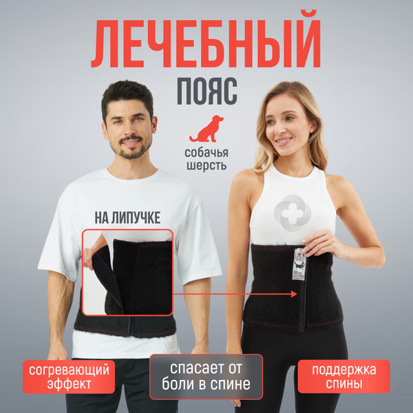MEDKING Лечебный пояс для спины и поясницы на липучке из собачьей ...