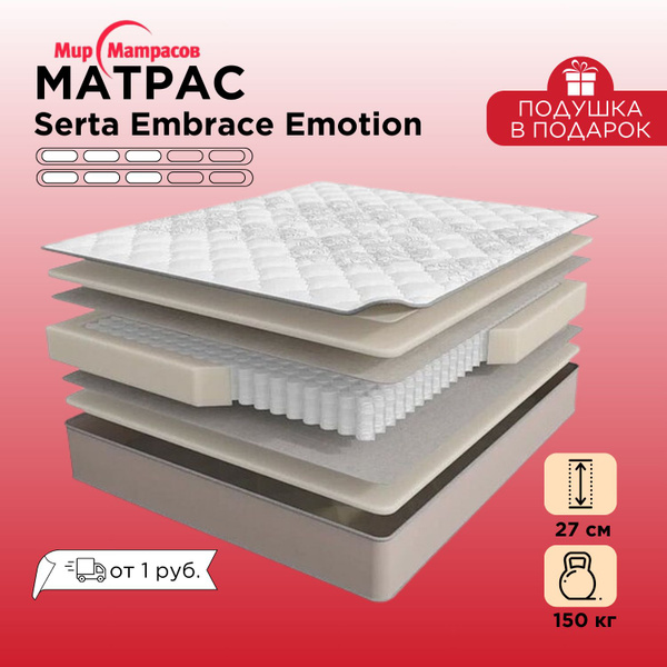 Матрас Мир Матрасов SERTA EM EMOTION, Независимые пружины, 140 - купить ...