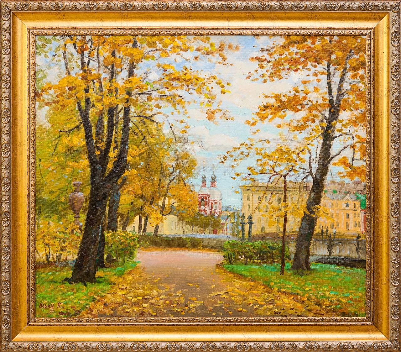 фото Картина маслом "В Летнем саду" Ильин