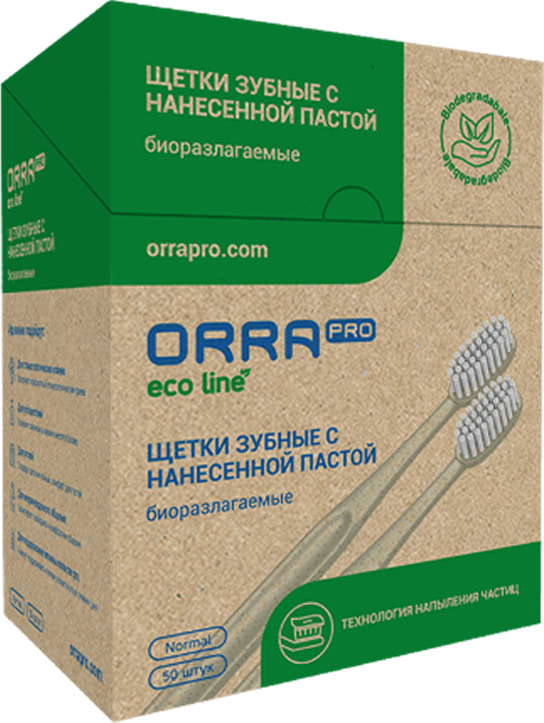 Зубные щетки ORRAPRO импрегнированные Eco line с нанесенной пастой ...