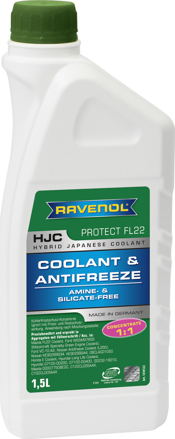 фото Антифриз концентрат зеленый RAVENOL HJC Hybrid Japanese Coolant Concentrate (1,5л)