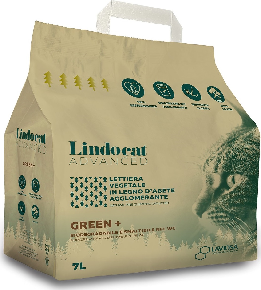 фото LINDOCAT Наполнитель комкующийся древесный "Advanced Green +", 7л Lindocat (италия)