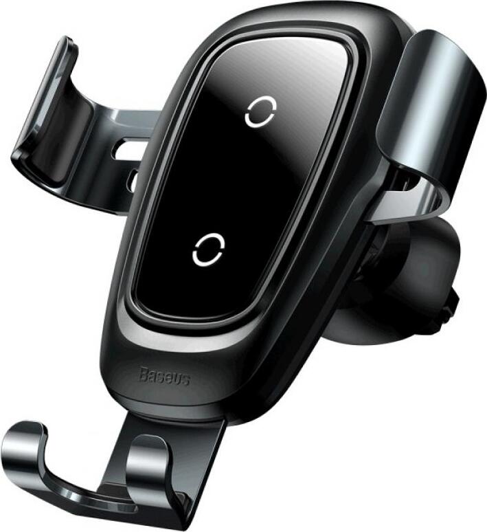 фото Автомобильный держатель для телефона в дефлектор с беспроводной быстрой зарядкой Baseus Metal Gravity - Черный (WXYL-B0A)