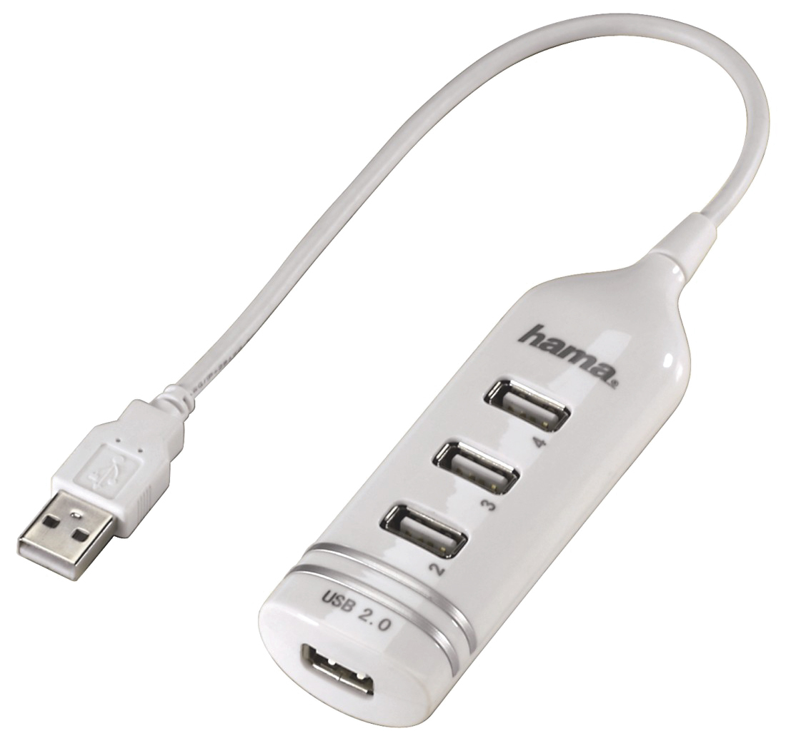 Разветвитель USB 2.0 Hama Round 1:4 4порт. Белый