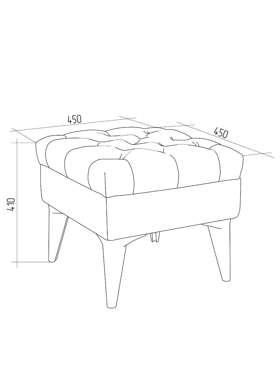 Чертеж пуфа с размерами