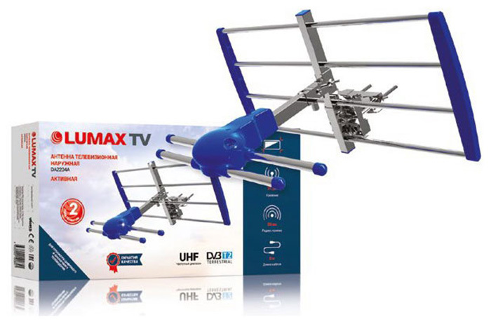 Антенна для цифрового ТВ уличная, с усилителем (активная), Lumax ...