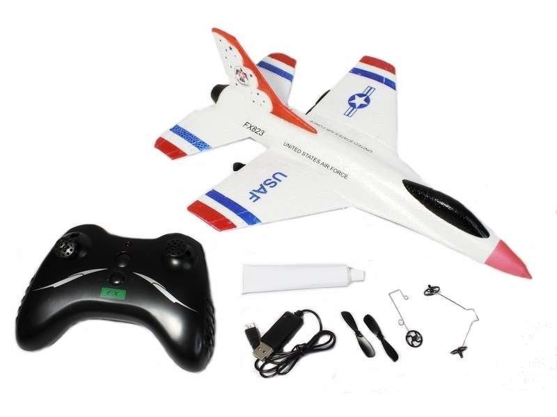 Самолет на пульту детский. Р/У самолет CTF f16 Thunderbirds FX-823 290мм 2.4g EPP Gyro RTF (С гироскопом). Самолёт на радиоуправлении. Истребитель на пульте управления. Игрушка самолет на пульте управления